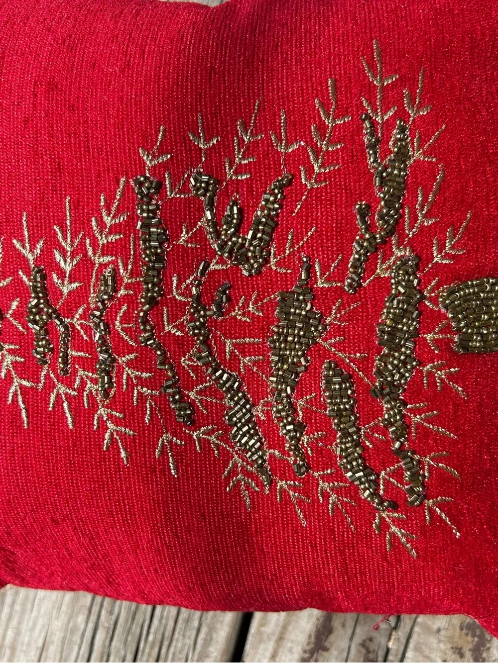Pottery Barn Red & Cream Reindeer Holiday Throw Pillow